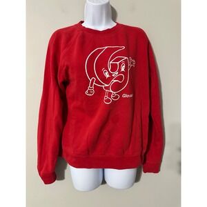 Glossier Red Crewneck Sweatshirt Graphic Logo Character Cartoon Sweatshirt